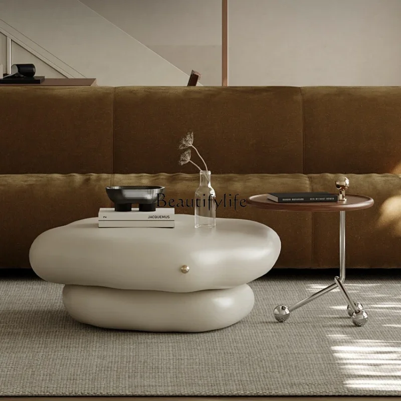 

13 Cream wind coffee table combination special-shaped designer paint living room household small apartment