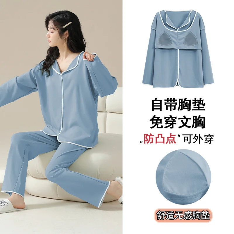 New Pajamas Set Autumn Winter Soft Cotton Korean Cardigan Sleepwear Lapel Pajama for Ladies Loungewear Women Pajamas