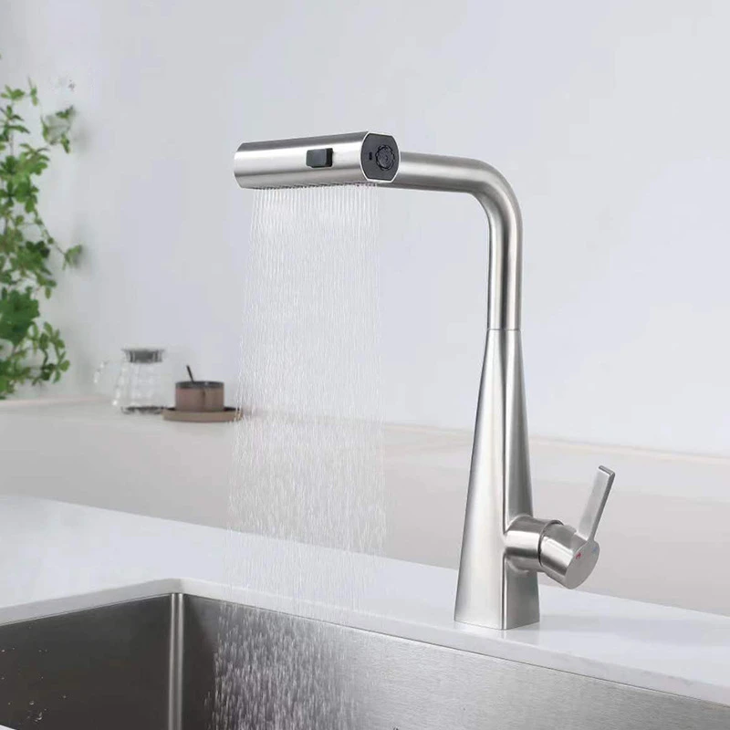 Stainless steel gun gray rain multifunctional kitchen hot and cold sink sink household sink splash proof faucet