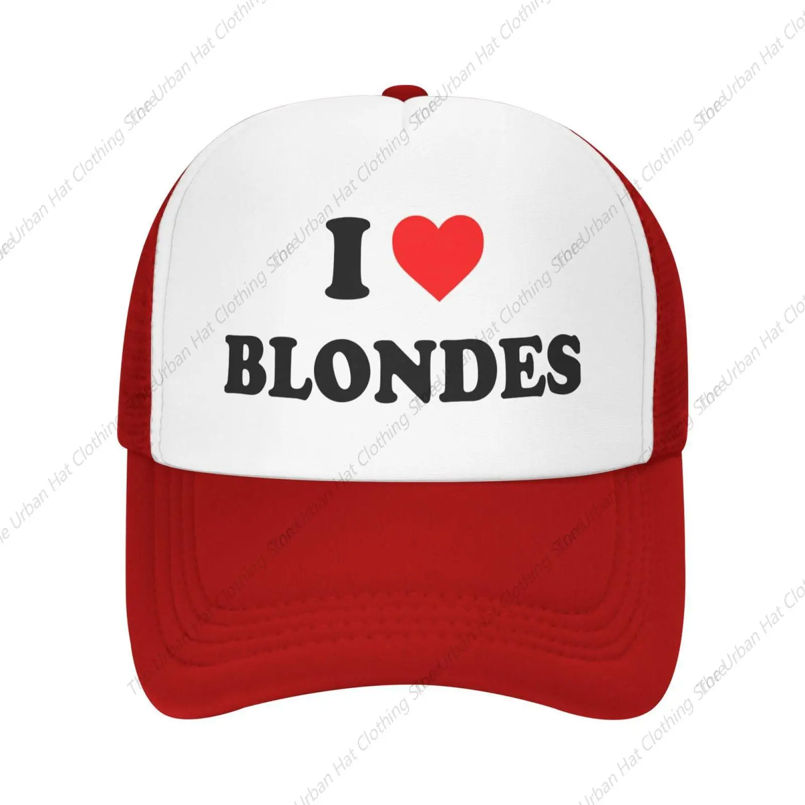 

I-Heart-Love-Blondes-Trucker Hat Funny Hats Men Women Breathable Mesh Snapback Baseball Caps Party Gifts for Male Female