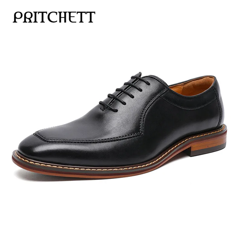 

Retro Casual Lace-Up Leather Shoes Genuine Leather Cowhide Handmade Men's Leather Shoes Business Formal Oxford Shoes Men's Shoes