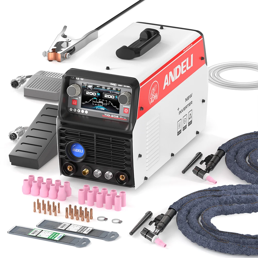 AC/DC TIG Welding Machine with Pulse 200A HF Inverter Stick Cold Spot Aluminum Welding Machine MultiProcess TIG Welder