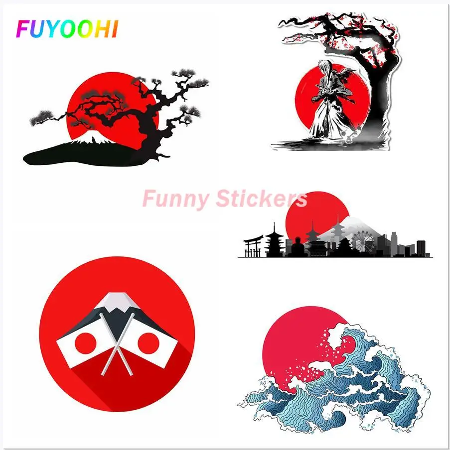 FUYOOBottles-Autocollants de jeu de paysage japonais, autocollants de voiture en PVC, autocollant de camping-car, vinyle de moto, autocollant rond,