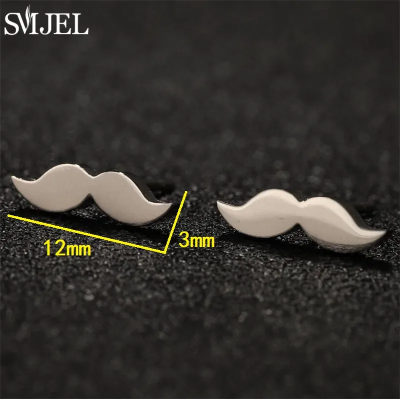 Funny Mustache Beard Stud Earrings for Women Cartoon Stainless Steel Beard Shape Earings Female Everyday Jewelry Brinco
