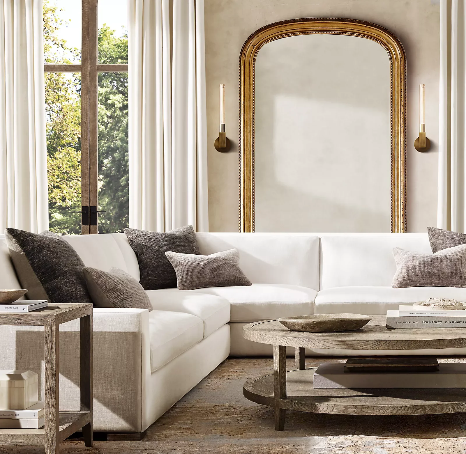 

Modern Living Room Sofa Set Furniture White Fabric l Shaped Corner Modular Couches Sectional Sofa