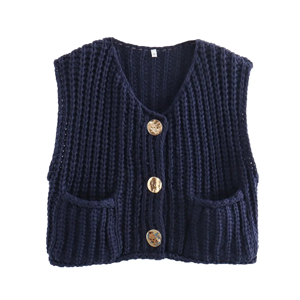 Chic Knit Vests Women's Clothing Sleeveless Cardigan Cropped Jacket Single-breasted Streetwear Short Waistcoat Tops Casual Veste