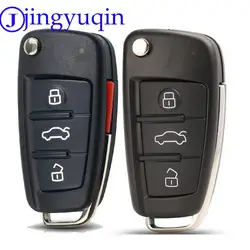 Jingyuqin 3/4 Pulsante Pieghevole A Distanza di Vibrazione Chiave Dell'automobile Caso Borsette Fob Per Audi A2 A3 A4 A6 A6L A8 Q7 TT Chiave Fob caso di ricambio