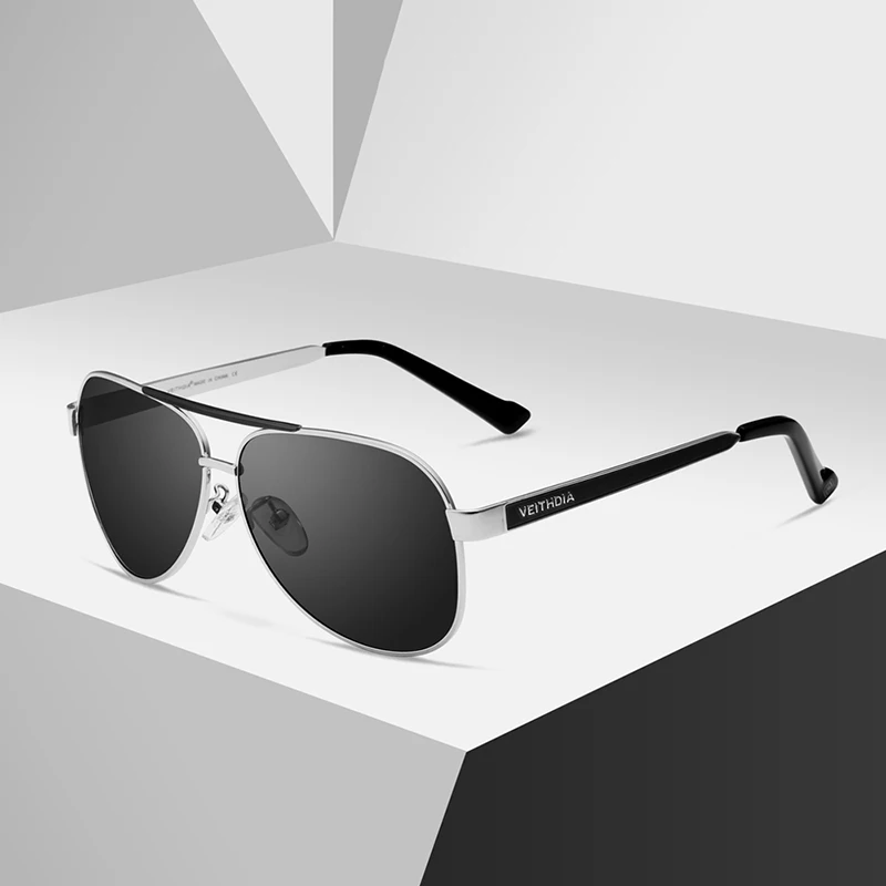 VEITHDIA Sunglasses Pilot Men Brand Designer Polarized UV400 Lens Vintage Fashion Sun Glasses Eyewear Accessories For Male  3152