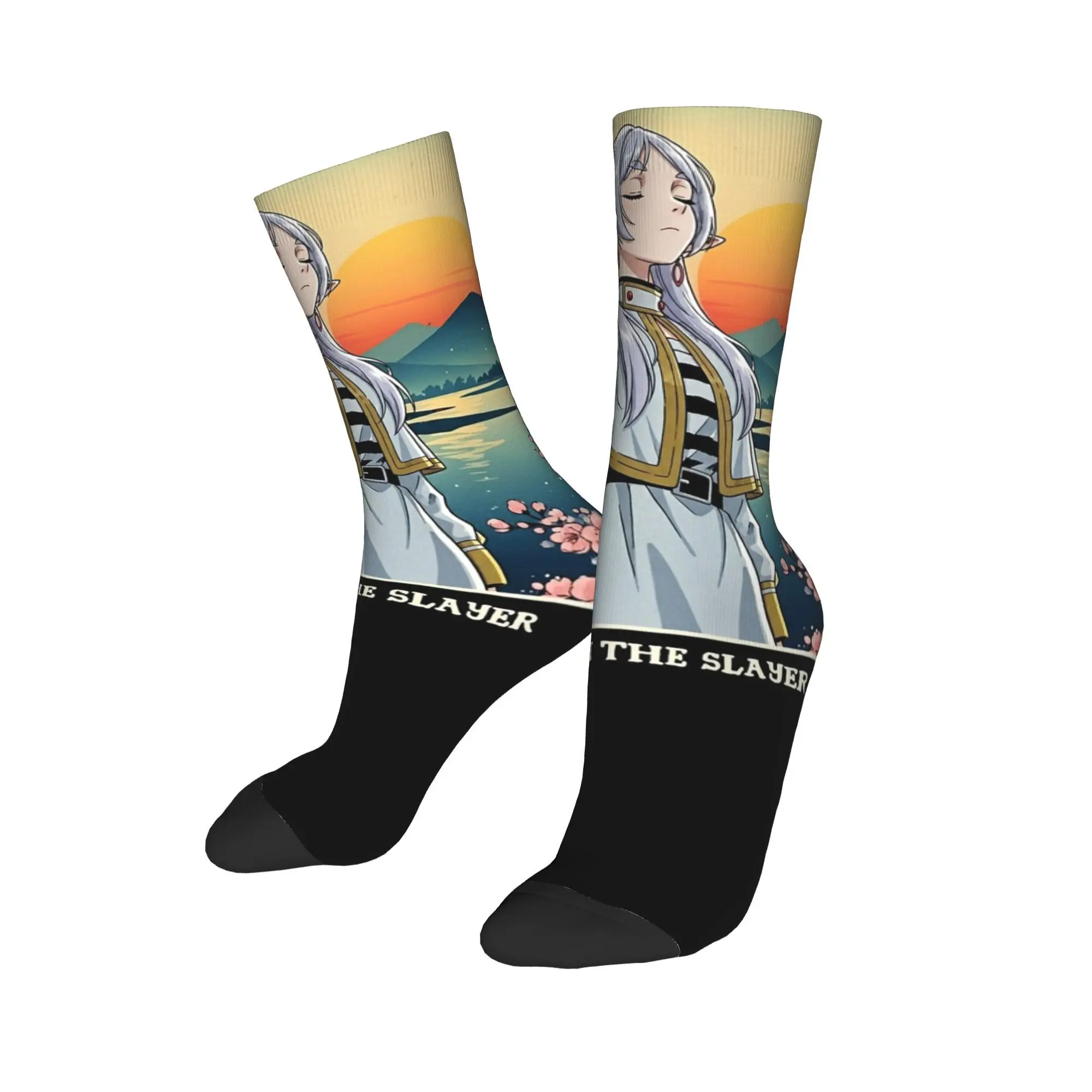 

Casual Frieren The Slayer Sousou No Frieren Basketball Socks Polyester Crew Socks for Unisex Breathable