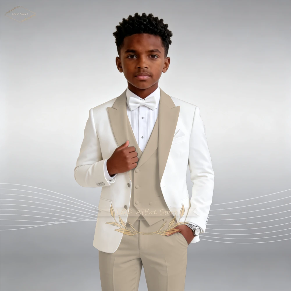 Boys Suit 3 Piece Set Jacket Waistcoat Trousers Two Tone Design Boys Wedding Guest Attire Prom Party Costume Customized