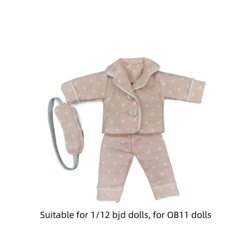 Doll Accessories Shirt Pants Doll Pajamas Dress Up Eye Mask Ob11 Sleep Clothes Changing 6 Colors Obitsu 11 Clothes Girl Gift