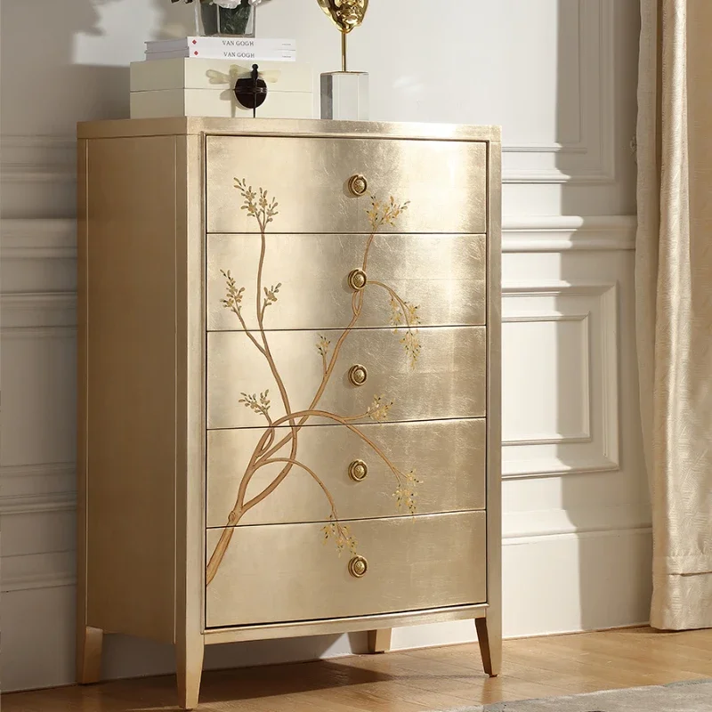 Gold Luxury Bedroom Cabinet Wood Organizer Home Storage Cabinets Living Room Cassettiera Camera Da Letto Bedroom Furniture