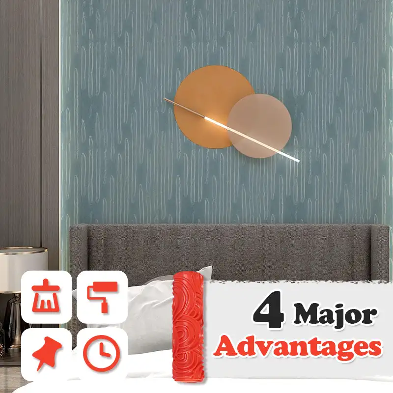 Rubber Pattern Roller brush Paint roller Embossed Texture Painting Tools for Wall Decorative Household Brush Patterned Paint