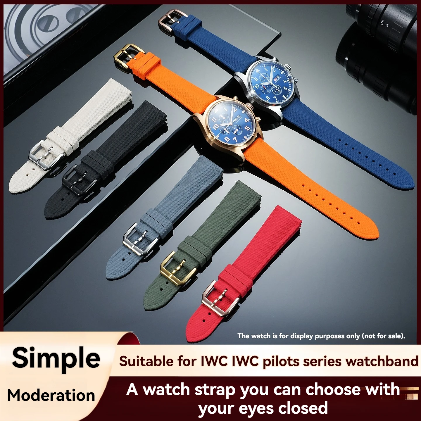 Suitable for IWC pilot Mark XVIII Little Prince Portuguese fluorine rubber non-stick gray replacement watchband accessories male