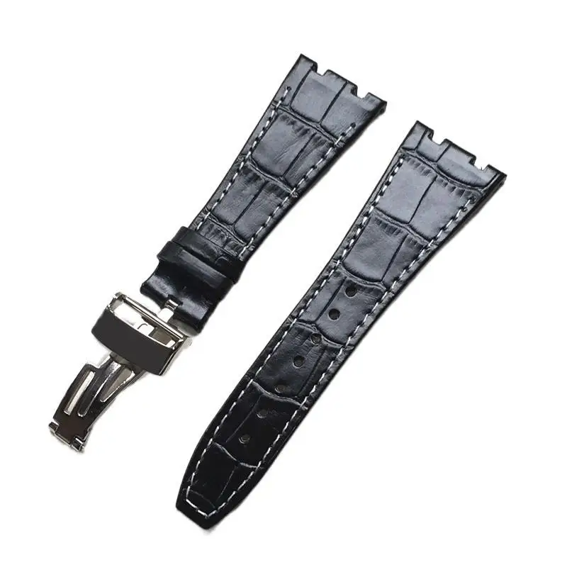 

NFR Classical Genuine Leather Watchband For AP Off Shore Watch Strap Black Brown Men Wrist Bracelet Deployment Clasp