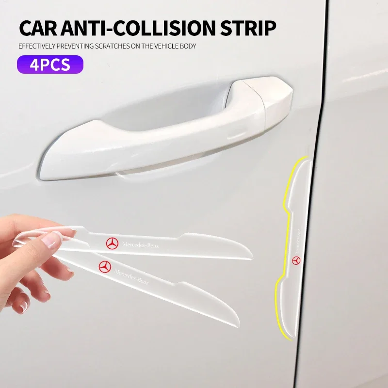 4PCS Transparent Car Door Edge Anti-Collision Strips For Mercedes-Benz AMG A-Class B-Class C-Class E-Class S-Class CLA CLS GLA