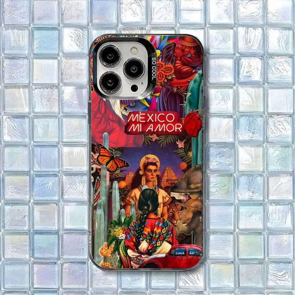 حافظة هاتف فيفا مكسيكو لهاتف آيفون 16,15,14,13,12,11,8,7,Pro,Max,Plus,Mini,XS,SE غطاء غير لامع مقاوم للصدمات