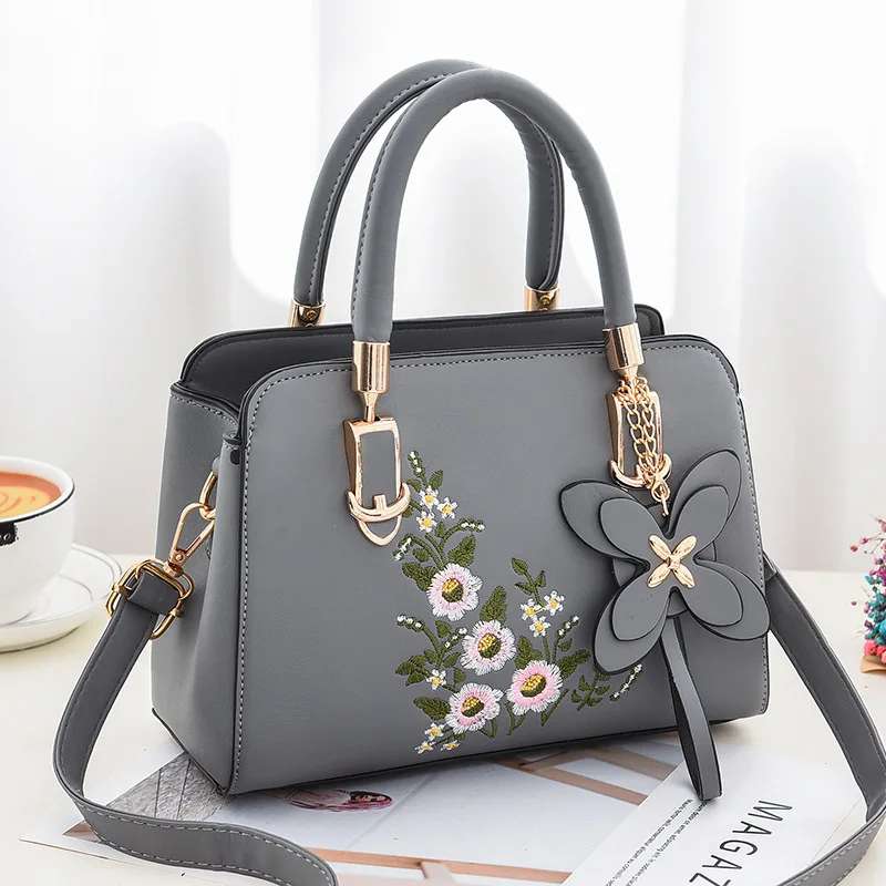 1pc new fashion shoulder bag large capacity soft leather handbag embroidered soft leather crossbody bag