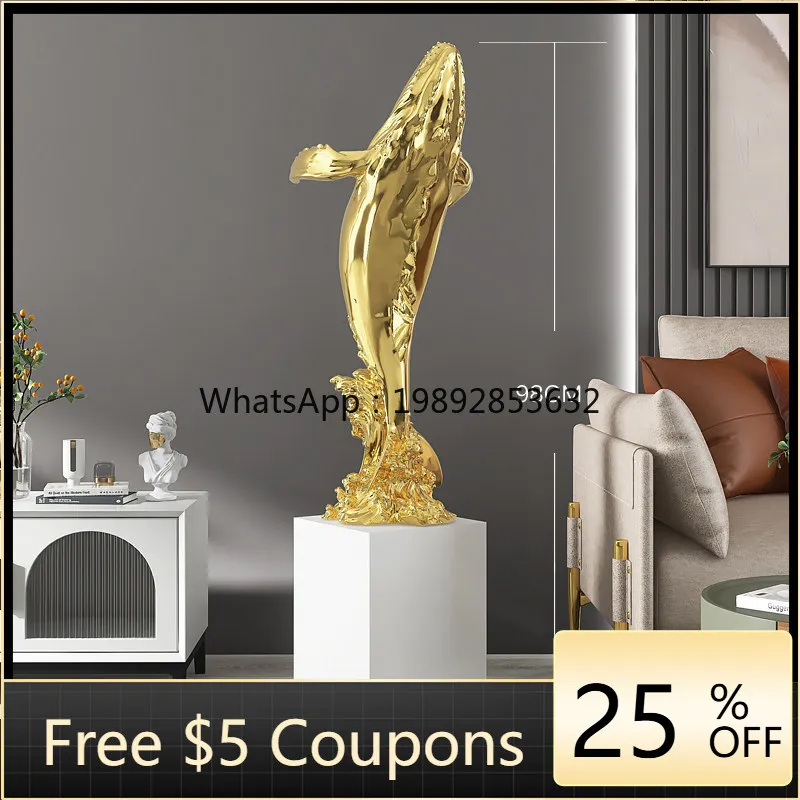 LYY  Large Floor Whale Ornament for Living Room, Entryway, Sofa Side, Light Luxury High-End Home Decoration