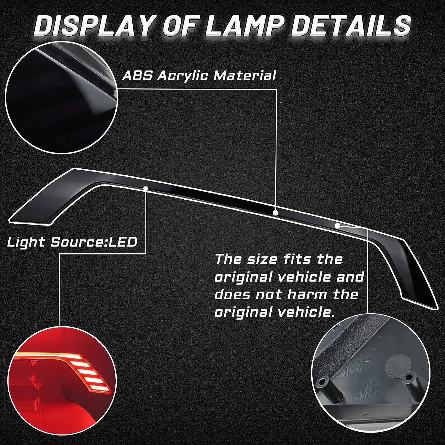 Trunk Lid Third Brake Light LED Bar Sequential Turn Signal Tail Lamp for Mitsubishi Outlander 2016-2020 SEL LE ES SE SP