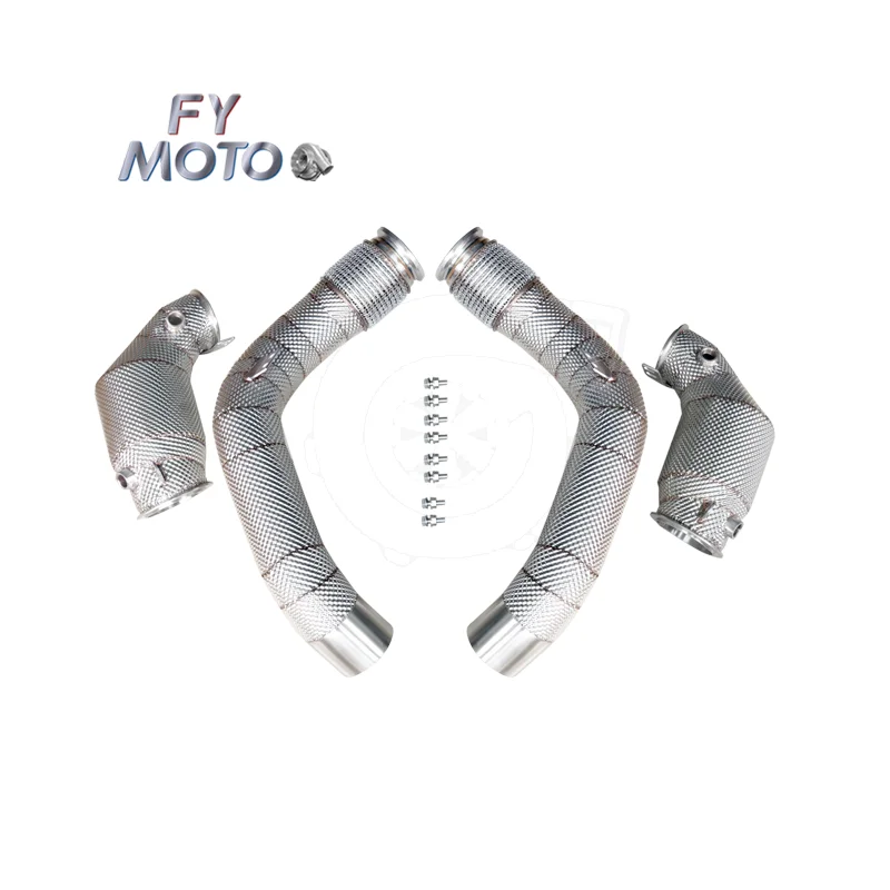 Stainless Steel M PERFORMANCE Catted Downpipe Fits for b mw M5 F90 M8 F91/F92/F93 2017-2021 S63 Engine With Heat Shield