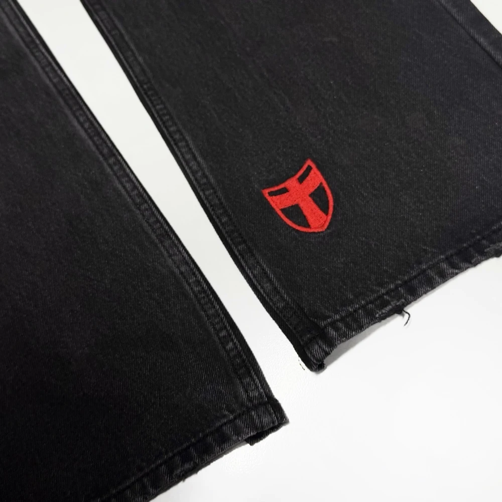 ملابس الشارع الشهير للرجال الهيب هوب التصحيح العمل المتعثرة ممزق فضفاض الجينز ريترو خمر الشارع نمط عادية روك إحياء الجينز #5