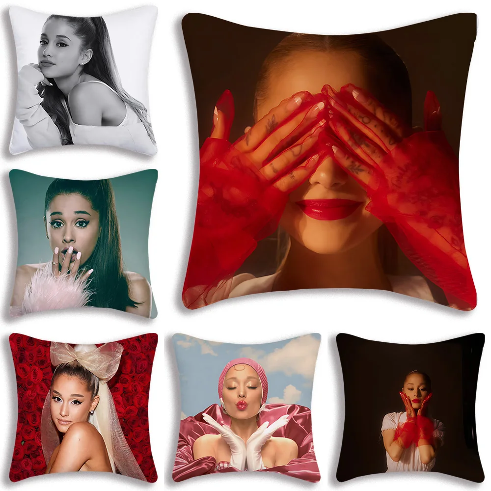 

A-Ariana Singer Pillow Covers Cartoon Sofa Decorative Home Double-sided Printing Short Plush Cute Cushion Cover