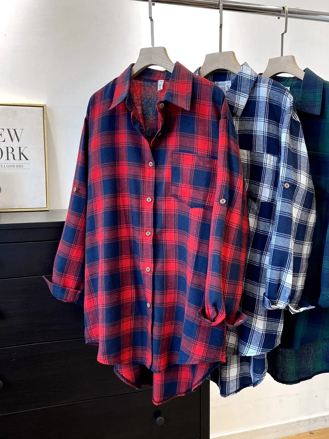 

Свободная женская одежда в клетку в стиле ретро, повседневная длинная све, весна-осень, новая универсальная верхняя одежда с воротником средней длины