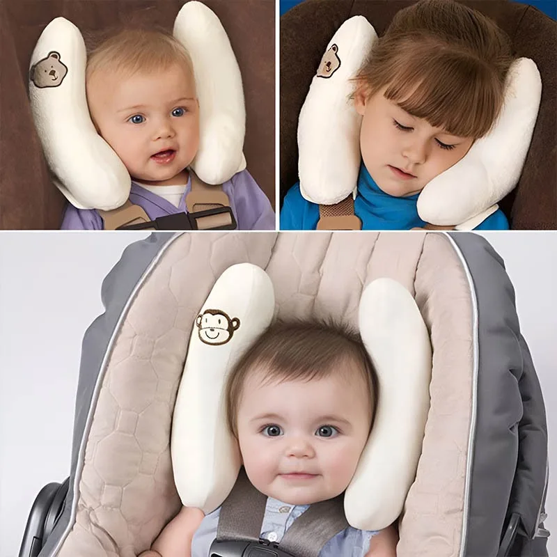 Children's Travel Pillow Cartoon Patterns Neck ,Head Support Cushion Suitable For Car Seats&Strollers