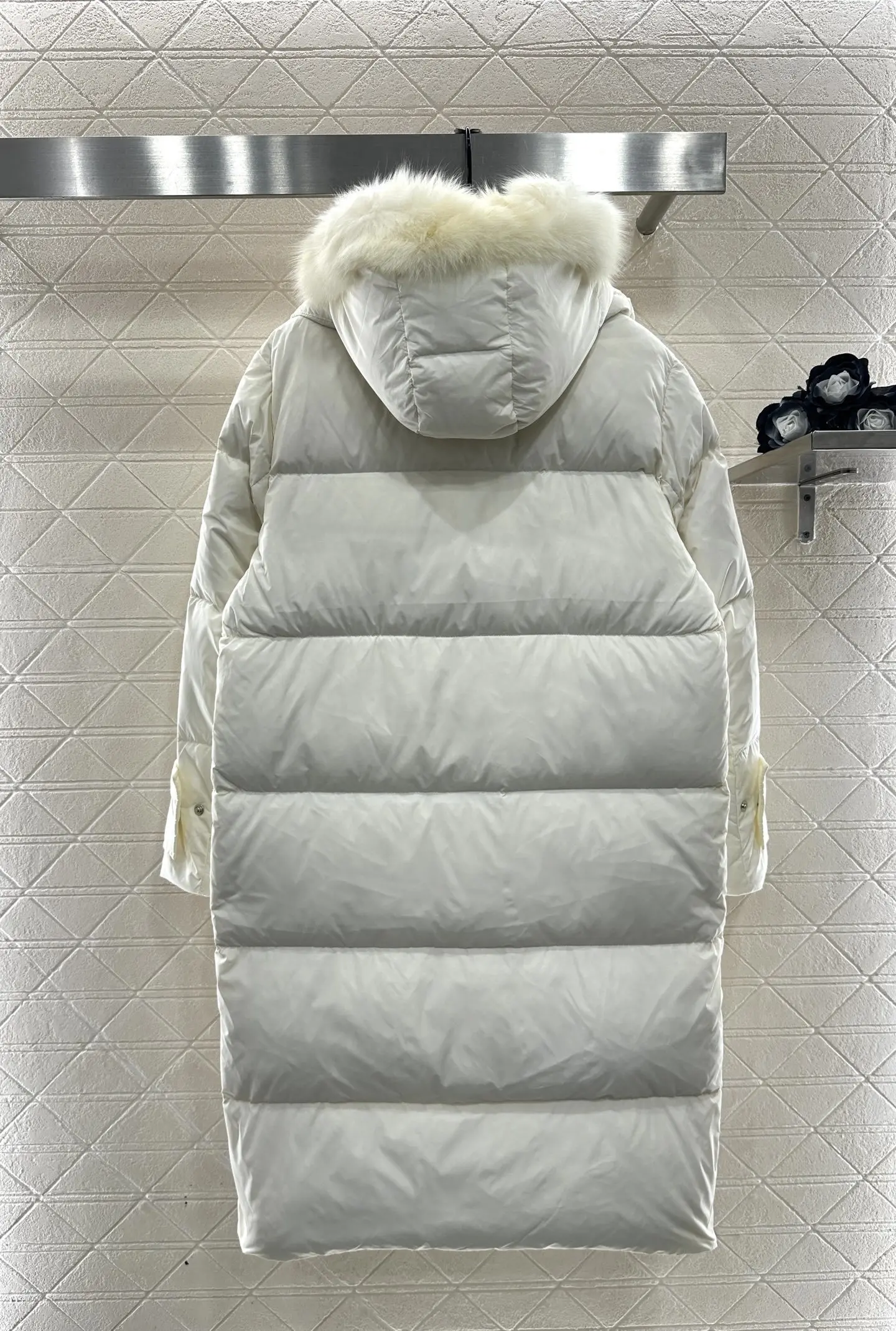 여성용 겨울 신상 방풍 방수 나일론 폭스 퍼 칼라 페이크 투피스 롱 다운 재킷