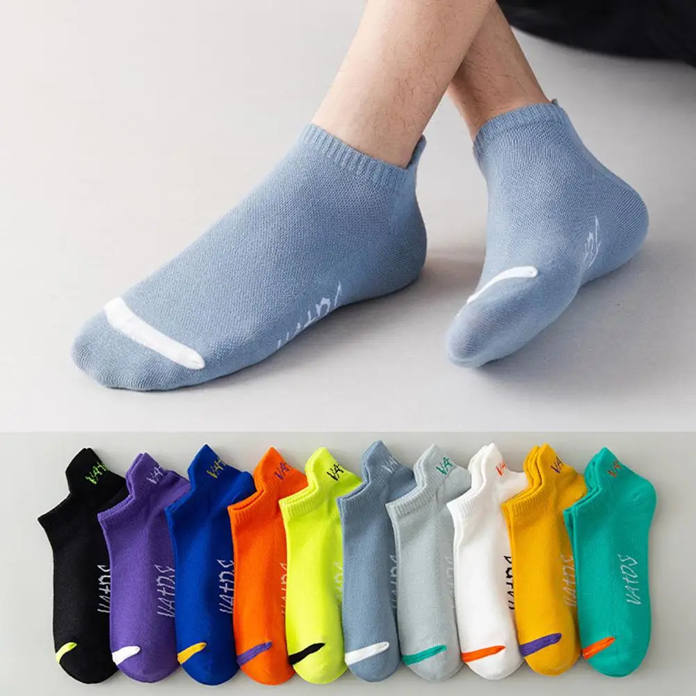 Bright Color Ankle No Show Socks Men Breathable Street Fashion Sport Deodorant Invisible Travel Running Socks