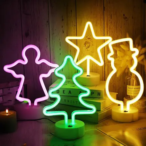 Natale Neon Light Angel Snow man Flamingo Sign Neon Moon Lights illuminazione Wall Decor Lights For Wedding Bedroom Kids Baby Room