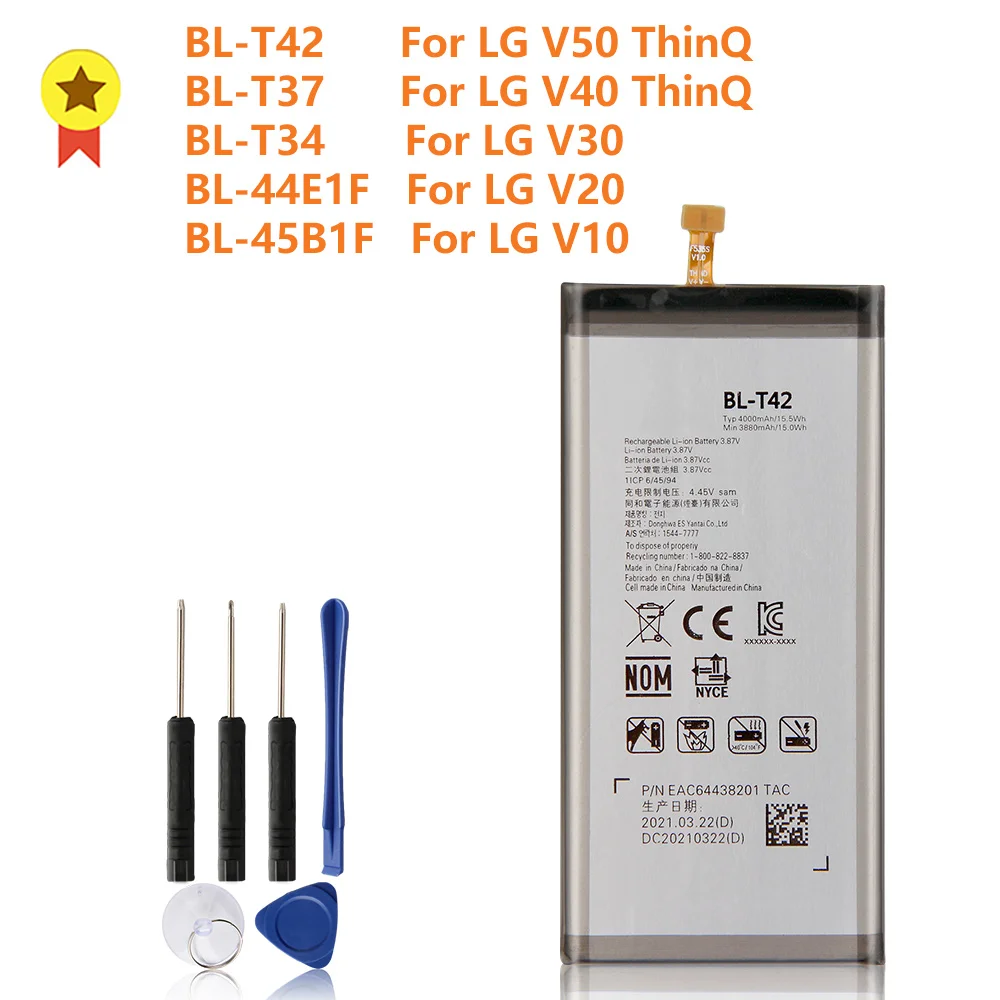 Original Da Bateria Do Telefone Para LG V60 V50 ThinQ 5G V40 ThinQ Q710 V30 H930 V20 H990N V10 H961N LS998 Q8 Versão 2018 Baterias