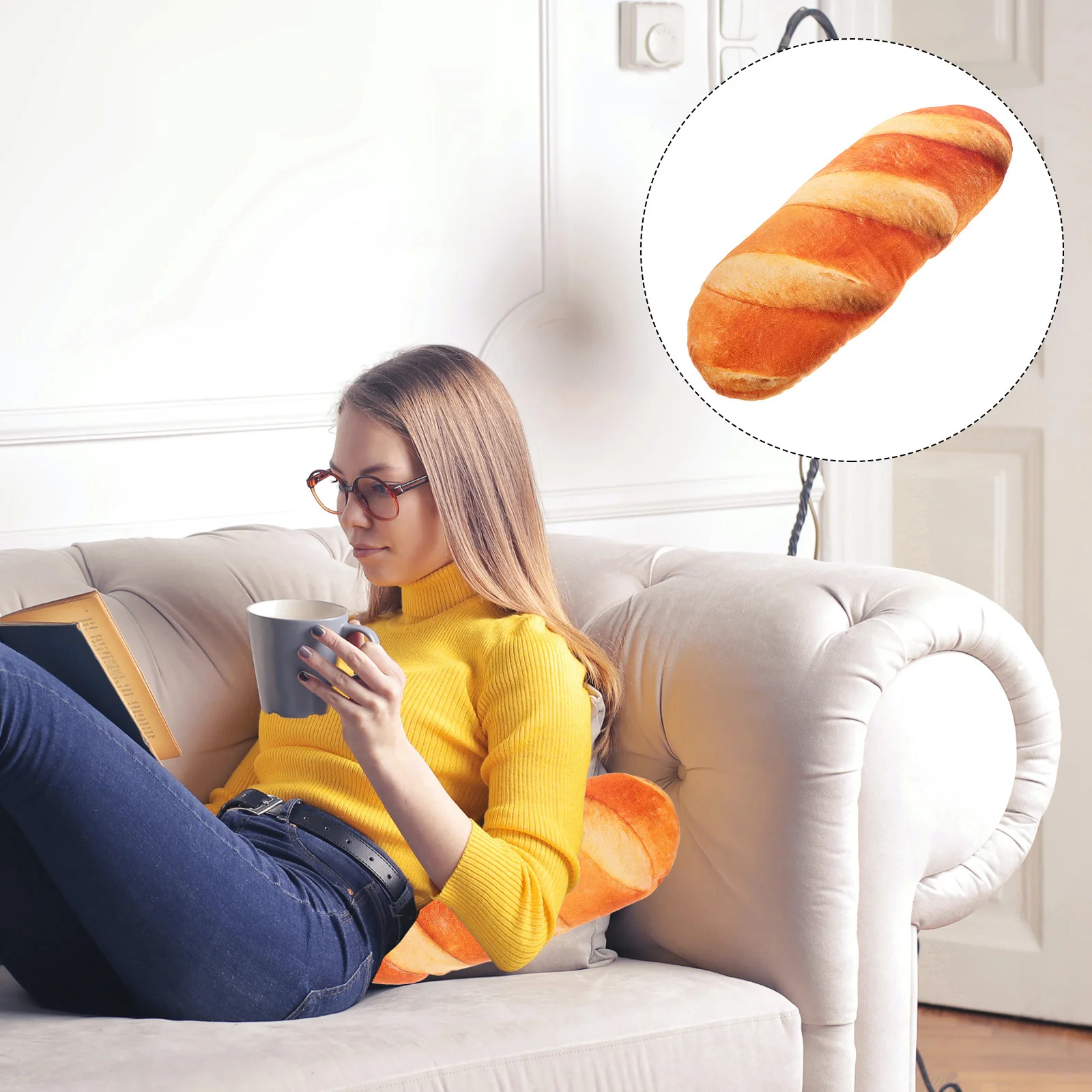 

Baguette Pillow 3D Simulation Bread Cushion Soft Comfortable Lumbar Support for Couch Bed Chair Home Decor Funny Food Themed