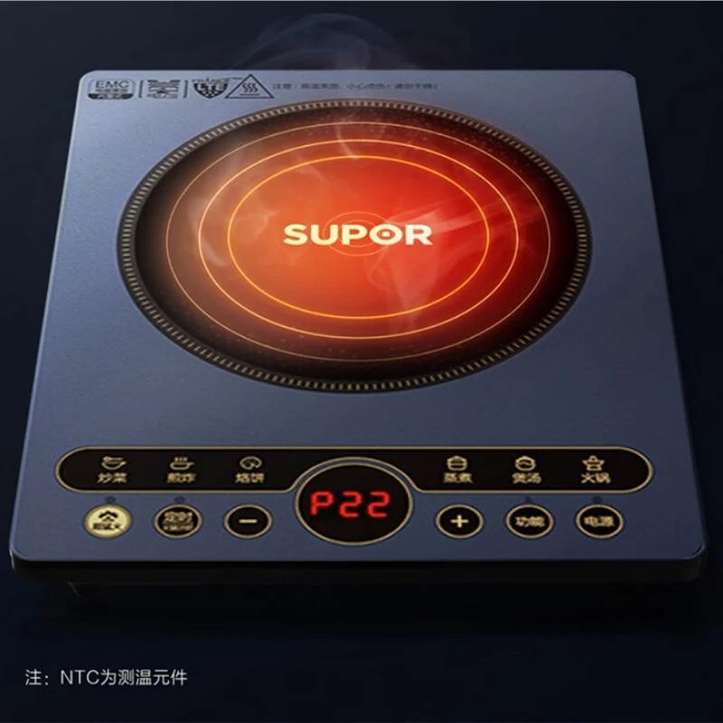 Electric Induction Cooker Household High Power 2200W Fierce Heat Stir Frying Hot Pot Timed Integrated Waterproof Panel