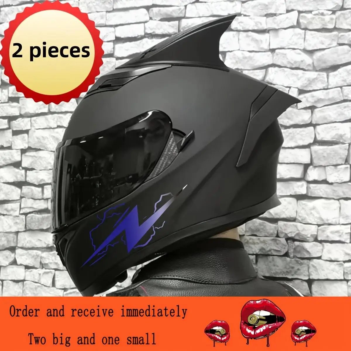 

1 Set Lightning Vinyl Stickers, with Cracked Effect, for Motorcycle Helmet Decoration