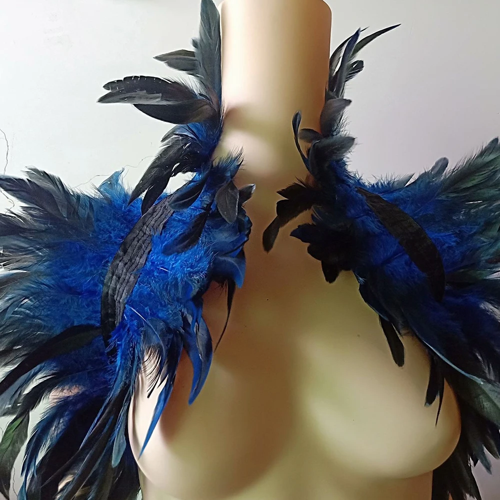 Halloween Feather Shrug Shawl Gothic Punk Feather Cape Natural Feather Shrug Shawl Women Cosplay Stage Show Party Club Costume