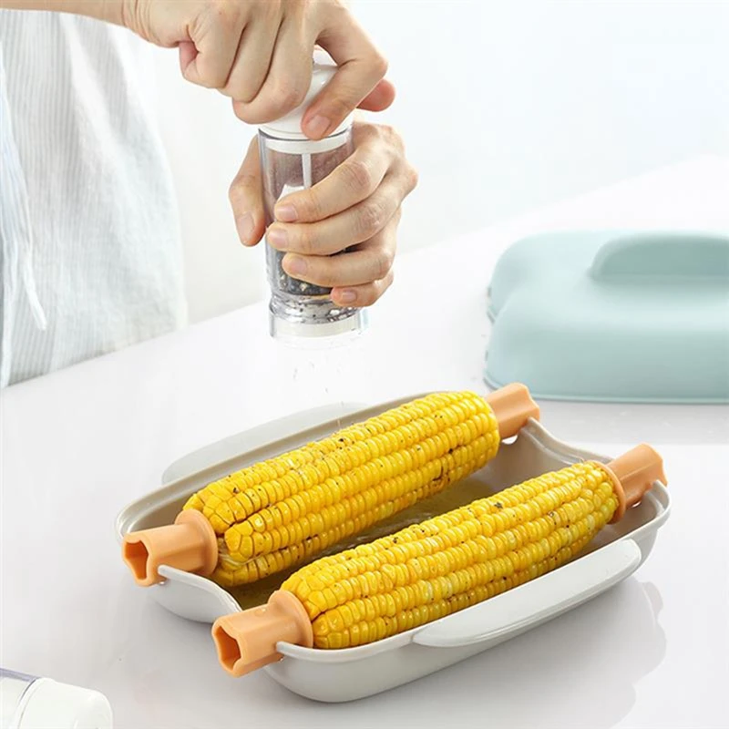 Microwave Steamed Corn Box Egg Steamer Vegetable Storage Box Steamed Case With Handle Kitchen Accessories