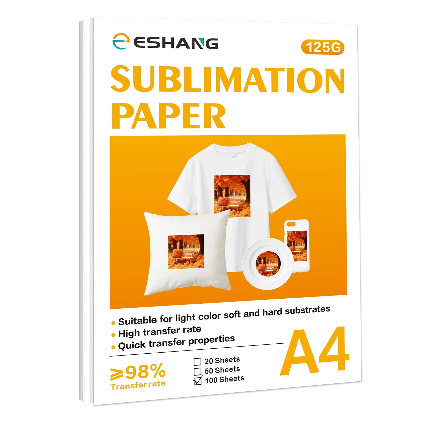 100 Sheets A4 Sublimation Paper Heat Transfer Paper for Inkjet Printer 125g Sublimation Blanks Paper Material DIY T-Shirts Mugs
