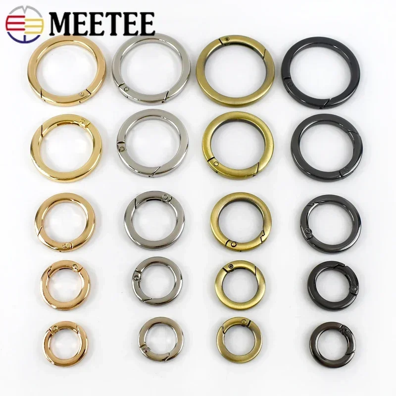 5/10Pcs 16-38mm Spring Snap O Ring Metal Buckles Flat Round Coil Clasp Openable Keyring Buckls Bagstrap Connector Hook Accessory