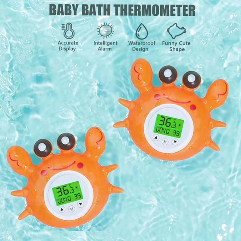 Kids Bath Thermometer With Room Temperature Tri-Color Backlit Display Fahrenheit And Celsius Safety Floating Bath Toy