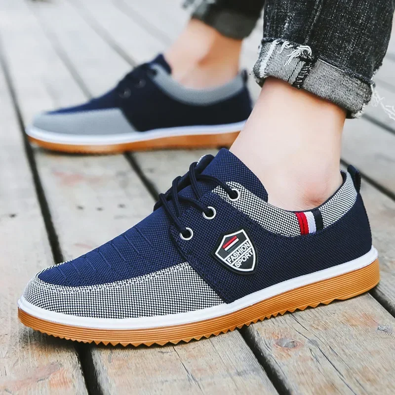 Zomer Heren Canvas Schoenen Lichtgewicht Sportschoenen Voor Heren Mesh Ademende Gevulkaniseerde Schoen Veters Man Sneakers Werkschoenen