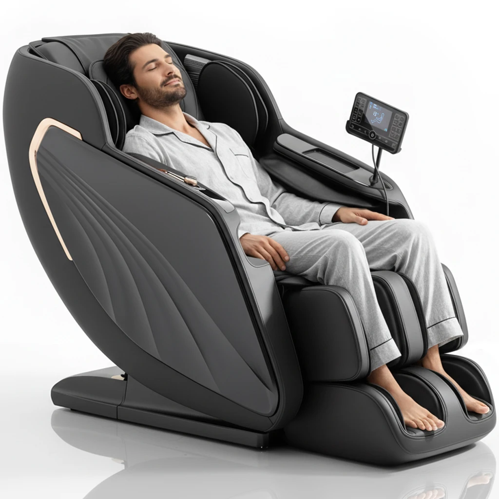 ！@Full Body Modern Soft Living Room Massage Chair Zero Gravity Foot Rollers Back Heating LCD Touch Screen SL Track