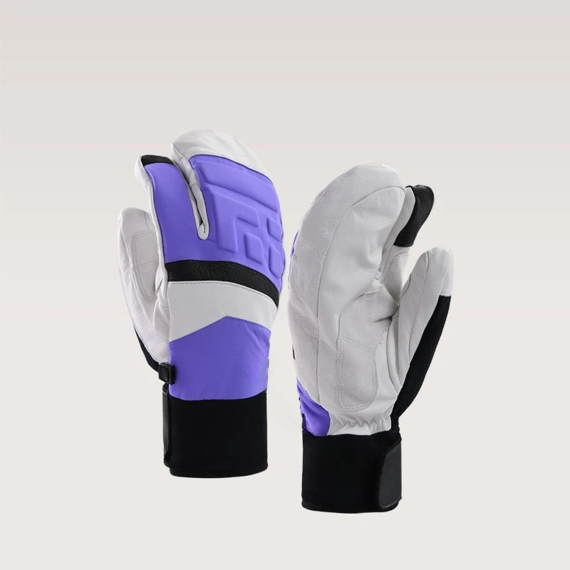 Neutral, waterproof three-finger ski gloves for outdoor sports skiing