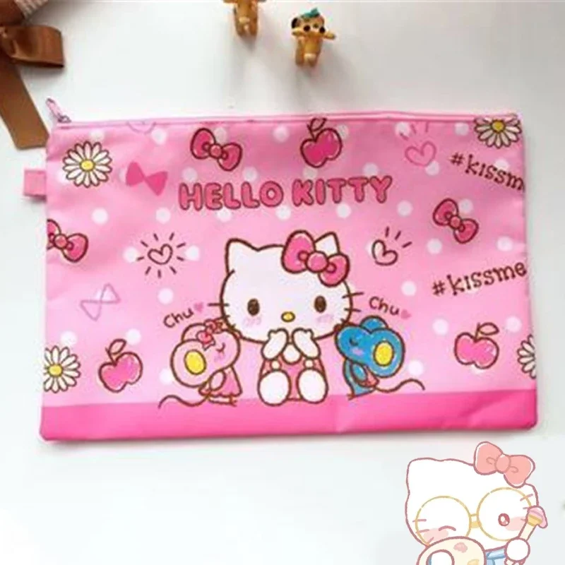 Sanrio Hello Kitty A4 File Folder Cartoon Stationery Document Book Test Paper Storage Large Capacity Bag School Office Supplies