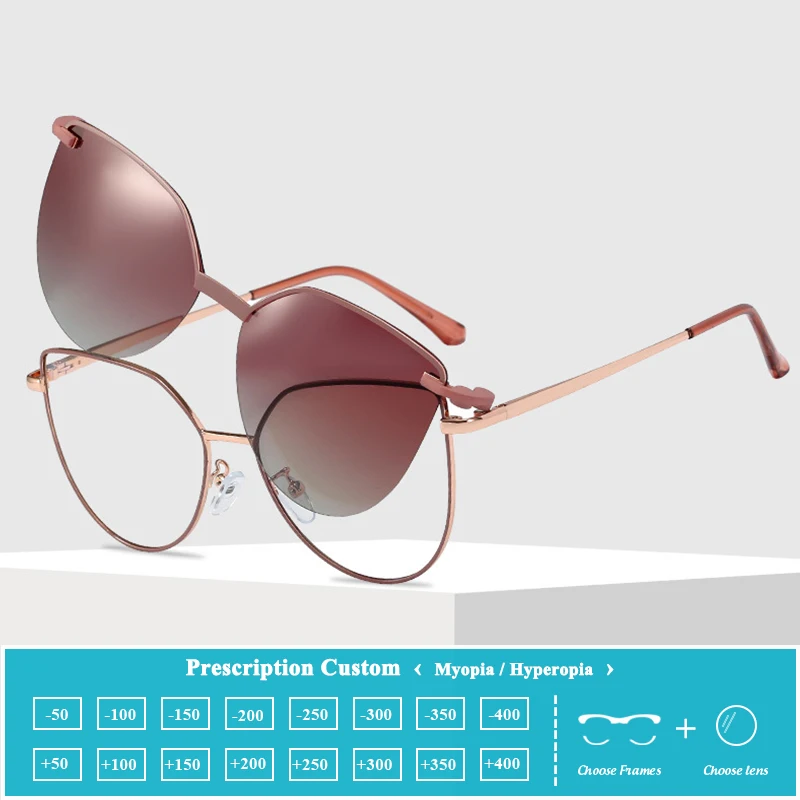 

ARVIN 2 In 1 Women's Polarized Sunglasses Fashion Women Optical Myopia Eyeglasses Frames Polarized Prescription Glasses