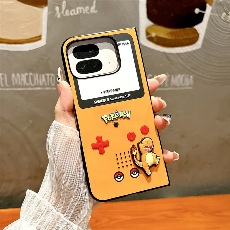 Anime 3D Game Phone Case For Google Pixel 9 Pro Fold Pixel-Fold Charmander Squirtle P-Pikachus Cartoon Flip folding Cover