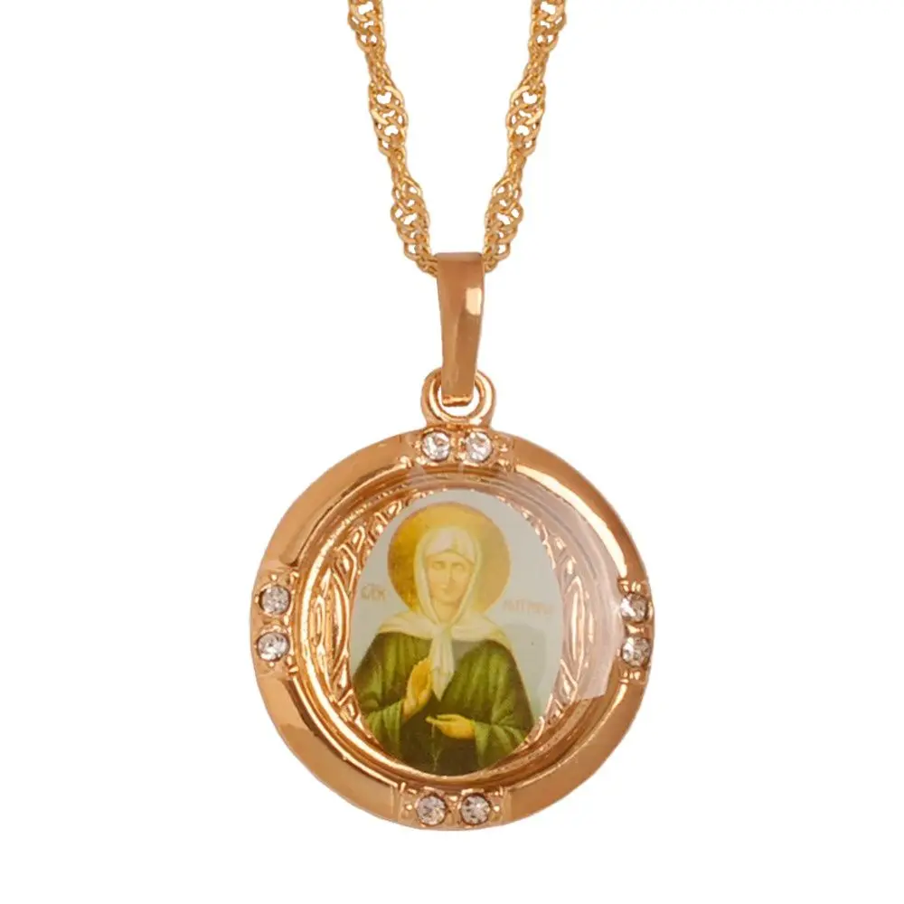 Anniyo Russia Blessed Matrona of Moscow Necklaces Catholicism Orthodox Church Virgin Mary Jewelry #056204