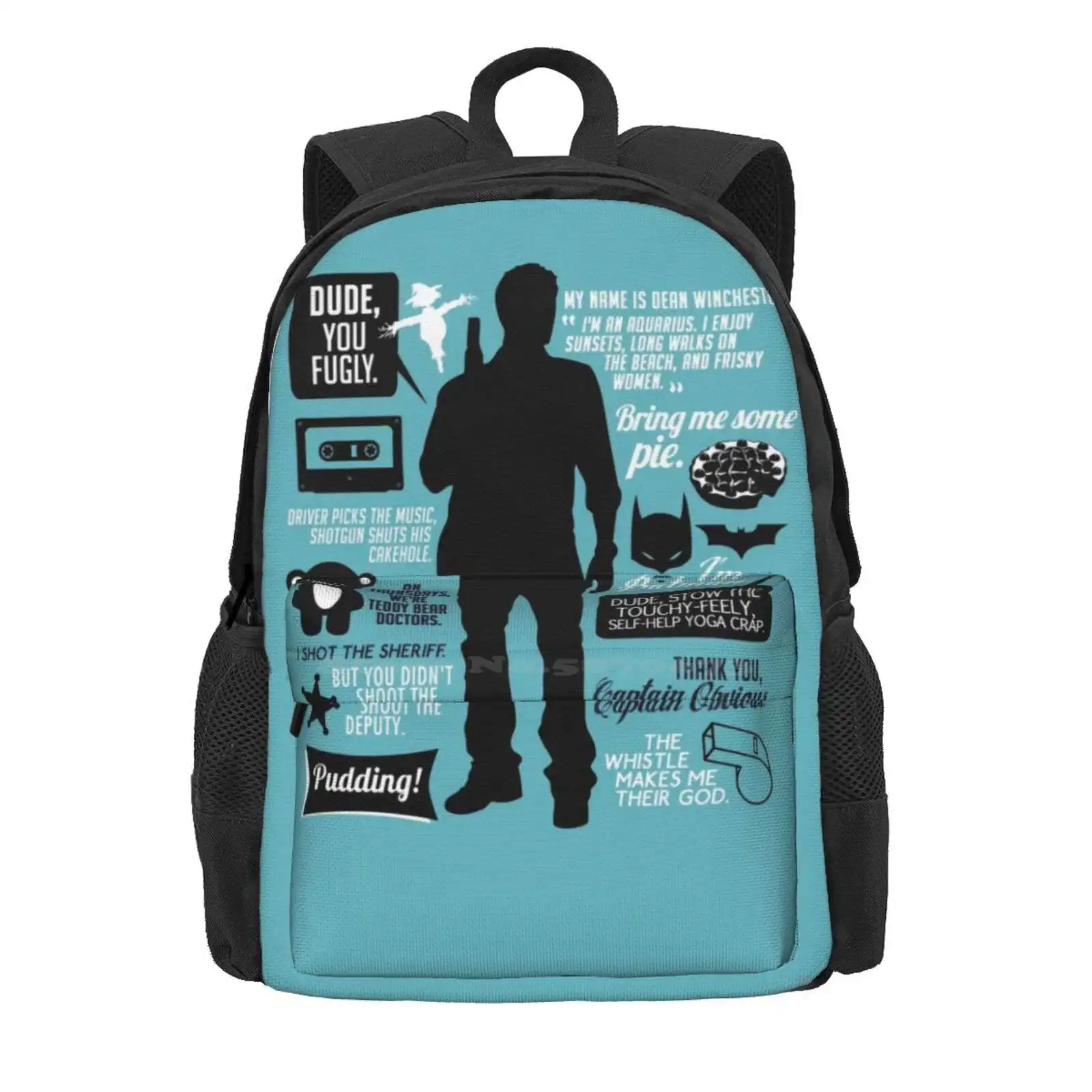 Dean Winchester Quotes Hot Sale Schoolbag Backpack Fashion Bags Supernatural Spn Dean Winchester Jensen Ackles