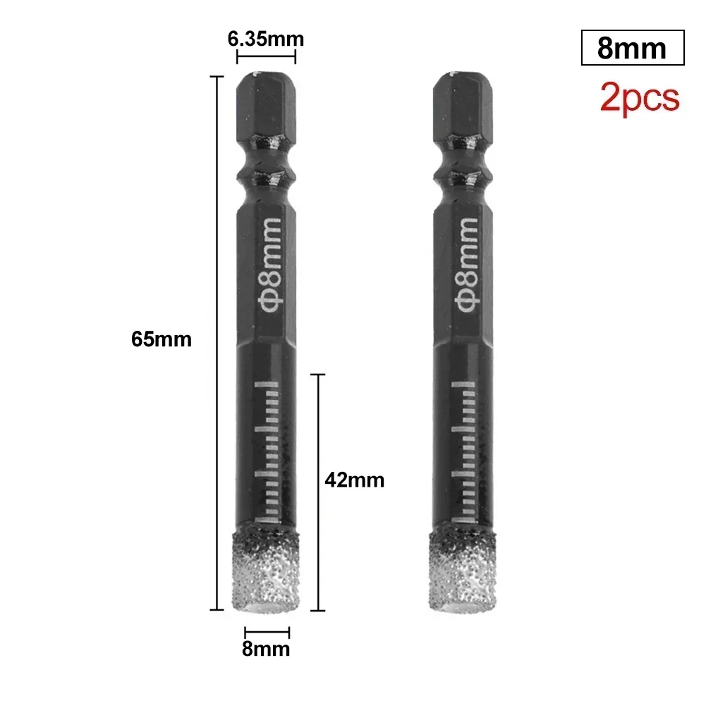 2PCS Dry Diamond Drilling Core Bits Ceramic Tile Hole Saw Cutter Granite Marble Drill Bits 5/6/8/10/12/14/16mm Opener